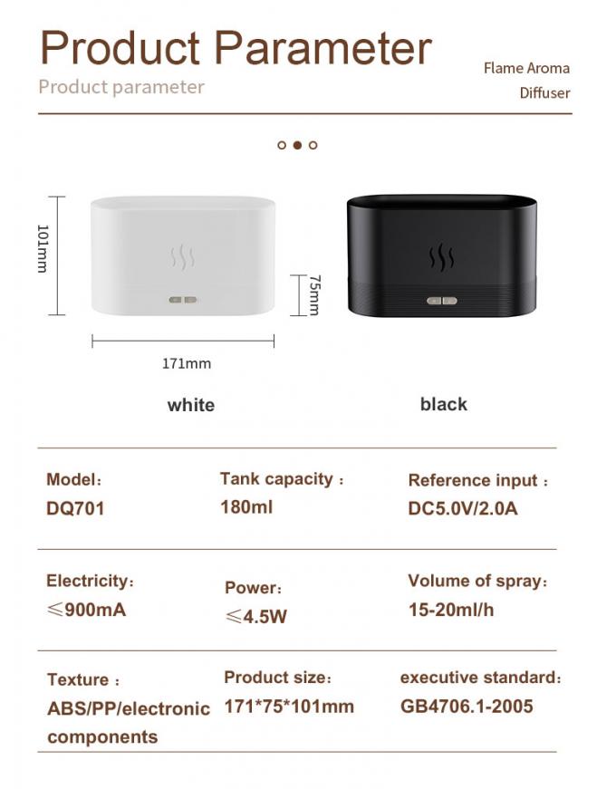 2023 Difusor de Aroma de Venda Quente 180ml Umidificador de Fogo 3D Umidificador de Chama de Fragrância Ultrassônica 13