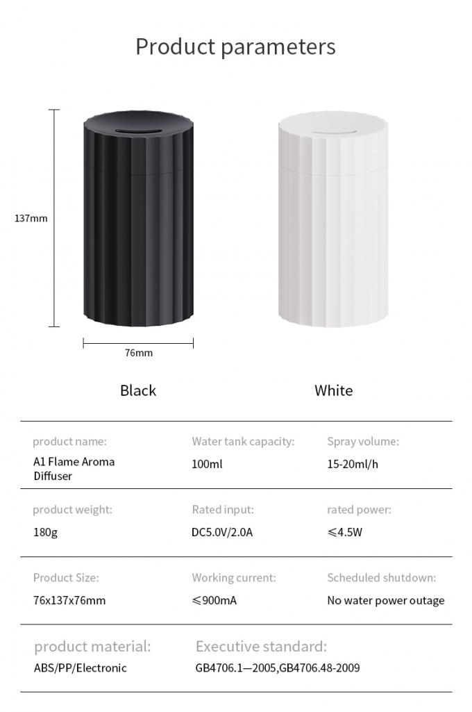 Tipo C Humidificador de Chama de 100 ml Difusor de Aromas de Fogo Com Luz de Mudança LED de 7C 12