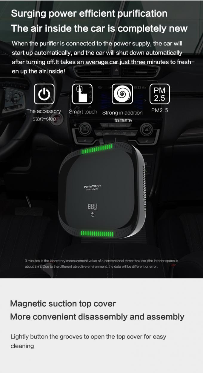 PM2.5 Display Purificador de Ar de Carro Mini Sala de escritório portátil em carros Purificação de poluentes do ar Purificador de ar USB 4