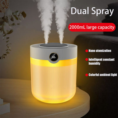 Display de humidade de grande capacidade 2L Dual Spray USB Humidificador doméstico silencioso