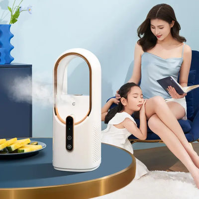 Bom preço Ventilador de névoa elétrico sem folhas 2200mAh Bateria grande bem concebido Humidificador de névoa fria Humidificador de ventilador de névoa de segurança portátil on-line