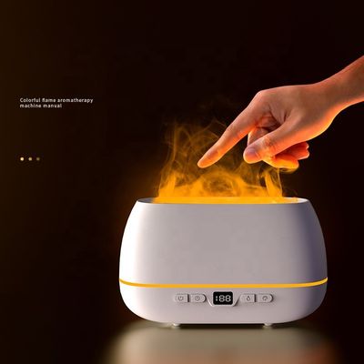 Bom preço 2023 New Design Ultrasonic Flame Diffuser 200ml RGB Light Flame Humidifier com Controlador Remoto Aroma Diffuser para Domicílio on-line