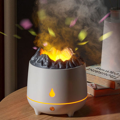 Bom preço Novo Mini Humidificador de Ar de Chama de 400 ml Diffusor de Óleo Ultrassônico Luz Quente Simulado Vulcão Flame Aroma Diffuser Humidificador on-line